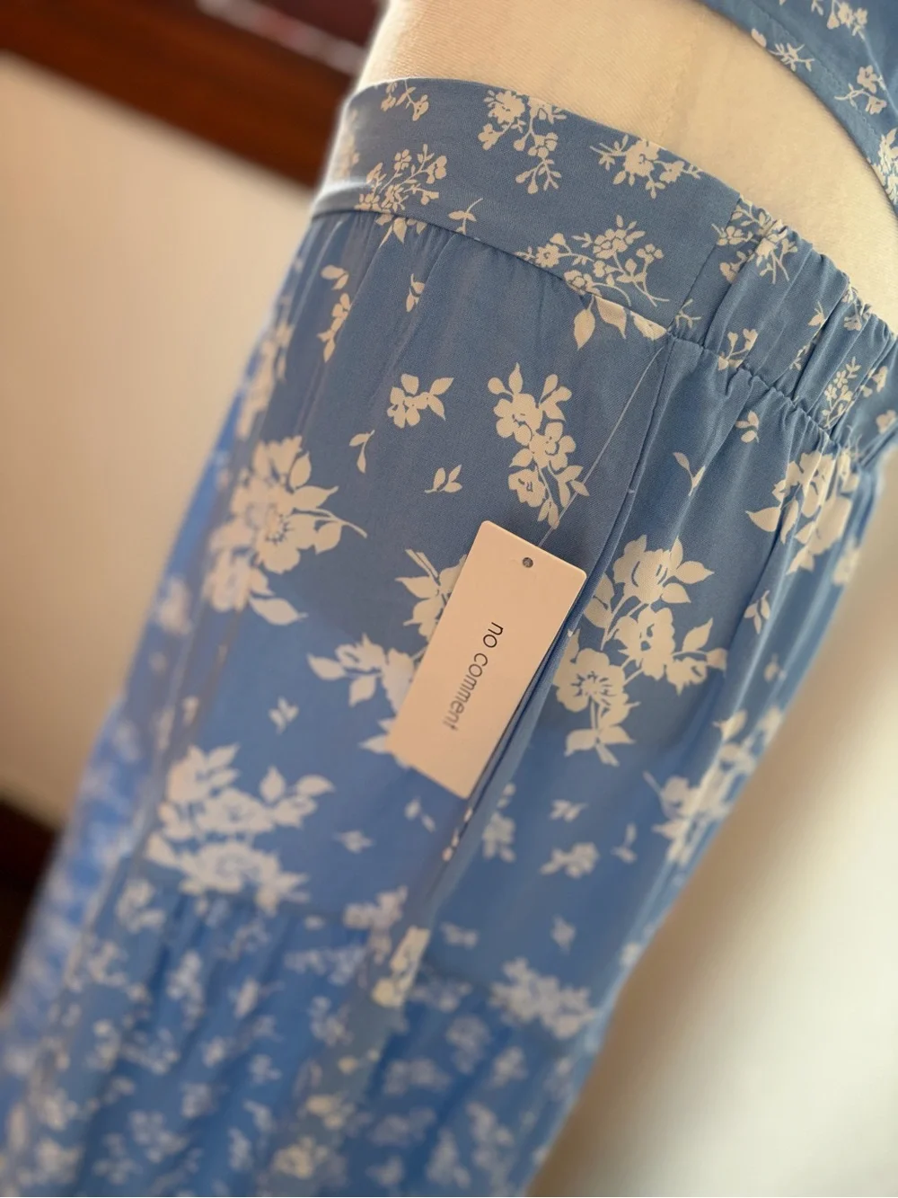 No Comment Blue Floral Crop Top & Tiered Maxi Skirt Set NWT Large